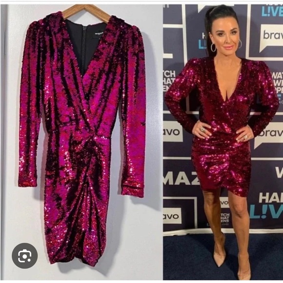 The Kooples Pink and Black Sequin Long Sleeve Dress - Picture 2 of 8